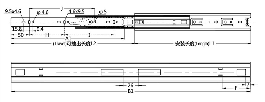 350mm drawer runners