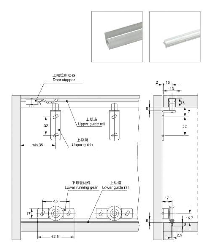 Barn door bottom roller